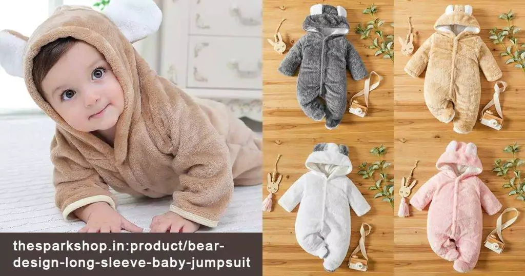 Thesparkshop.in:product/bear-design-long-sleeve-baby-jumpsuit